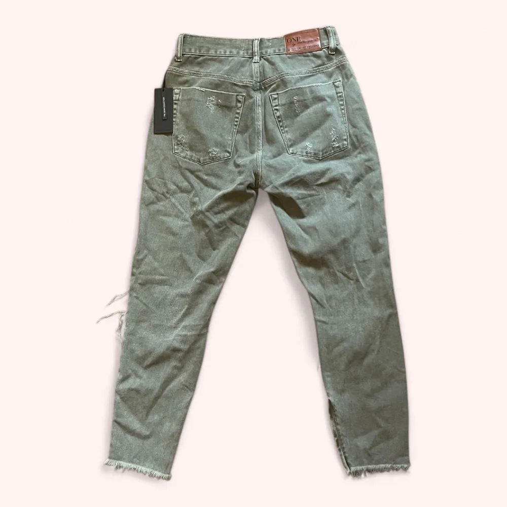 One Teaspoon Freebirds Jeans Military Super Khaki Distressed High Waist Size 26